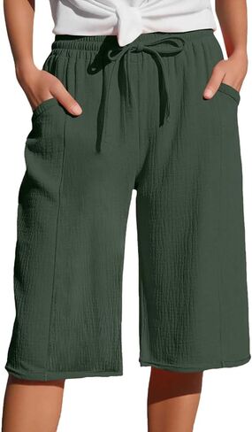 High Waisted Shorts Women 2025 Casual Drawstring Bermuda Shorts Summer Loose Wide Leg Short Pants with Pockets in Saudi Arabia