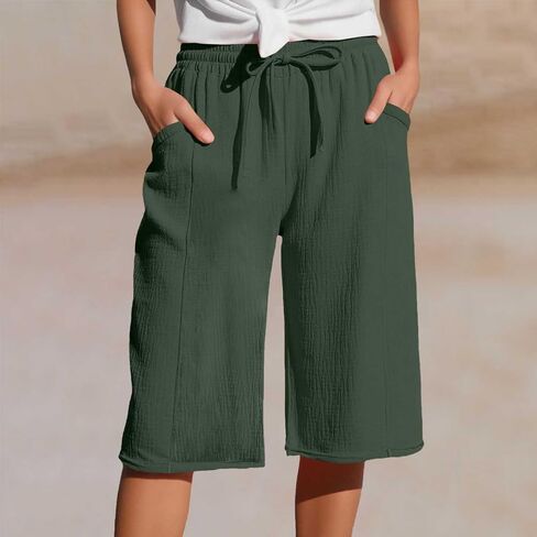 High Waisted Shorts Women 2025 Casual Drawstring Bermuda Shorts Summer Loose Wide Leg Short Pants with Pockets in Saudi Arabia