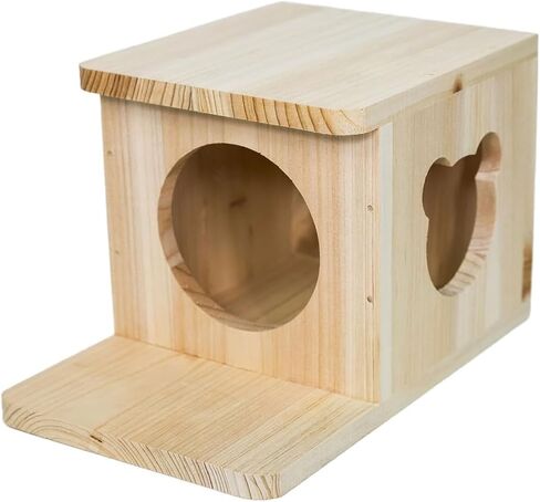 Chinchilla House Pet House Chinchilla Hideout Natural Wooden No Paint Wooden peg Safe Durable Teeth Grinding (Two-Story) in Saudi Arabia