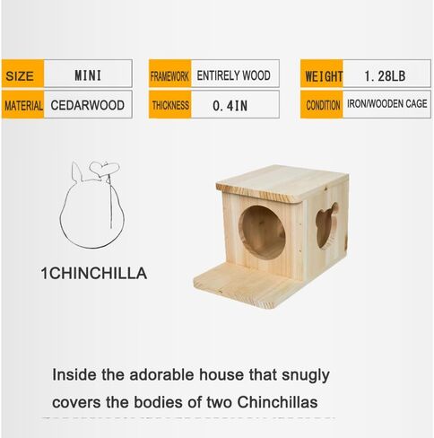Chinchilla House Pet House Chinchilla Hideout Natural Wooden No Paint Wooden peg Safe Durable Teeth Grinding (Two-Story) in Saudi Arabia