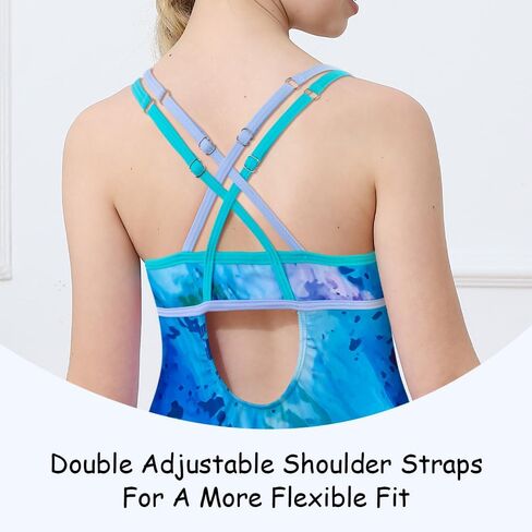 Belovance Girls Swimsuit One Piece Swimwear Adjustable Straps Back Cutout Athletic Sport Kids Tween Bathing Suit 5-14 Years in Kuwait