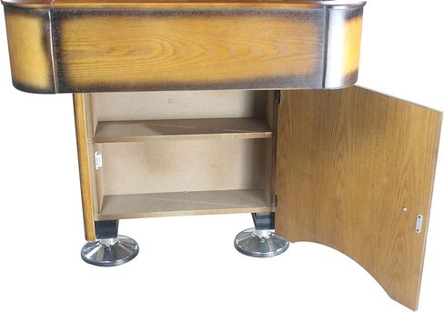 Playcraft Georgetown Shuffleboard Table مع خزانة تخزين - طاولة ألعاب خلط ورق اللعب مع مطابقة Abacus ، 8 كرات ، فرشاة وشمع - Pro Climate Faters - ملطخة باليد. in Kuwait