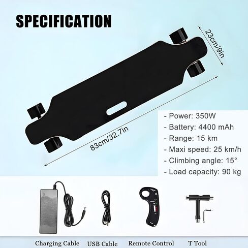 350w Electric Cruiser Skate Boards, 15% Hill Climb & 15km/9.4 Mi Range | Shock-Absorbing 7-Ply Maple Deck +7.4cm Wheels in Saudi Arabia