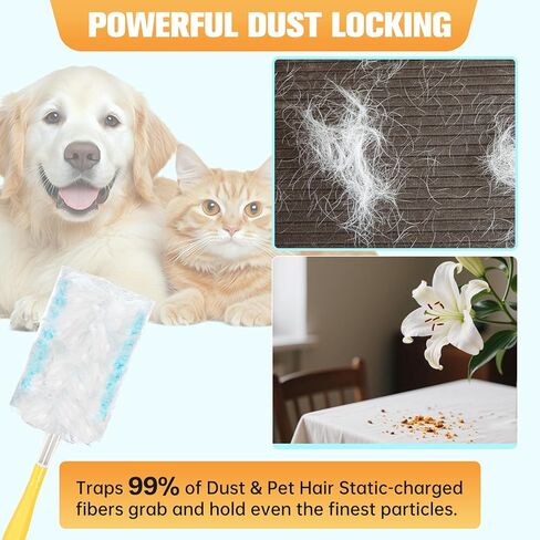 تعبئة Duster 50pcs متوافق مع Swiffer Duster إعادة الملء الكهروستاتيكي غربان لتنظيف إلكترونيات الأثاث الستائر سقف المعجبين غير مدرجة (50 ، الأزرق) in Saudi Arabia