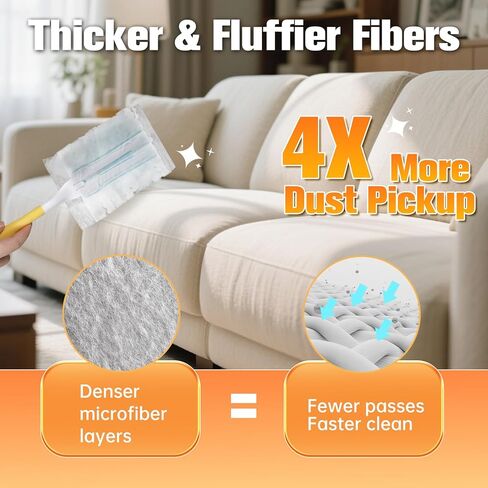 تعبئة Duster 50pcs متوافق مع Swiffer Duster إعادة الملء الكهروستاتيكي غربان لتنظيف إلكترونيات الأثاث الستائر سقف المعجبين غير مدرجة (50 ، الأزرق) in Saudi Arabia
