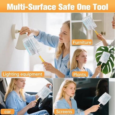 تعبئة Duster 50pcs متوافق مع Swiffer Duster إعادة الملء الكهروستاتيكي غربان لتنظيف إلكترونيات الأثاث الستائر سقف المعجبين غير مدرجة (50 ، الأزرق) in Saudi Arabia