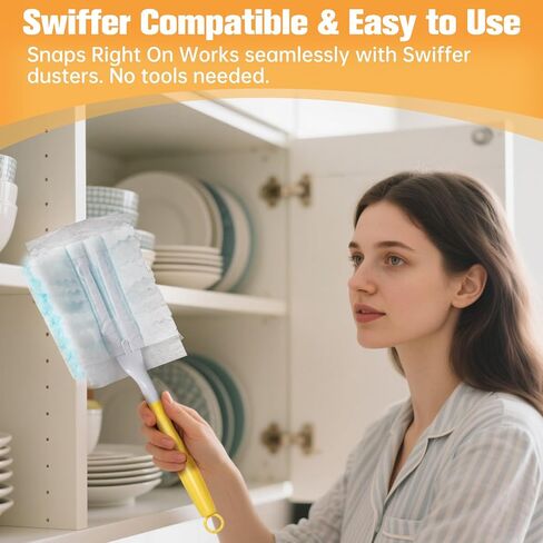 تعبئة Duster 50pcs متوافق مع Swiffer Duster إعادة الملء الكهروستاتيكي غربان لتنظيف إلكترونيات الأثاث الستائر سقف المعجبين غير مدرجة (50 ، الأزرق) in Saudi Arabia