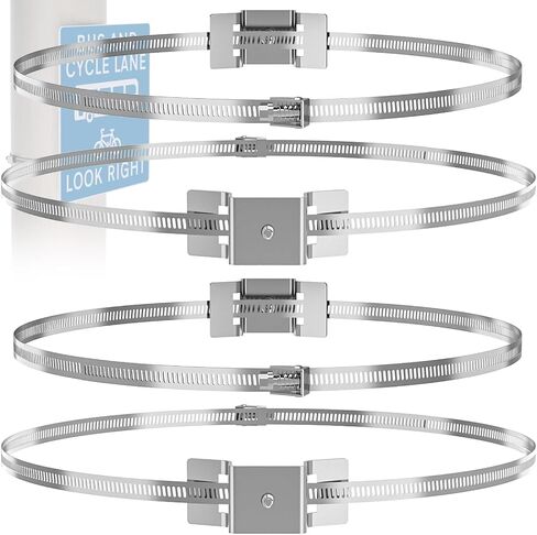 Sign Mounting Brackets for Larger Poles, Adjustable Street Sign Mounting Hardware with Pole Clamps. Pole Mounting Kit for Water Heater Expansion Tank,Security Camera,Solar Ligh (1 Set) in Kuwait