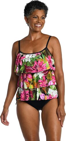 Maxine of Hollywood Women's Standard 3 Tiered Ruffle Tankini Swimsuit Top, Multi//Dominica Breeze in Saudi Arabia