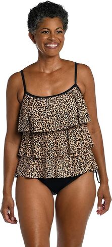 Maxine of Hollywood Women's Standard 3 Tiered Ruffle Tankini Swimsuit Top, Multi//Dominica Breeze in Saudi Arabia