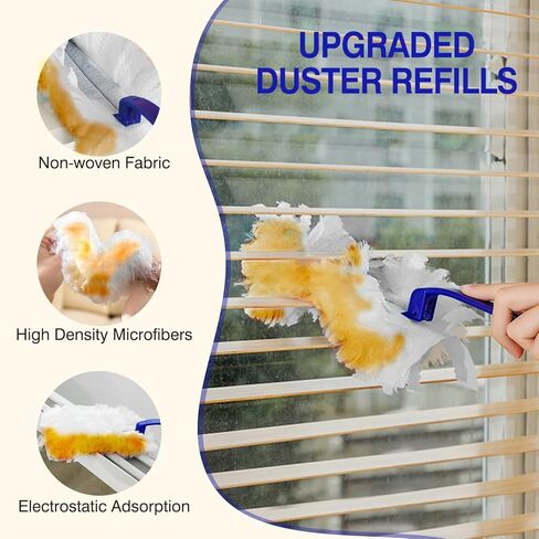 30 تعبئة Duster Count ، رأس فرشاة إزالة فرشاة الغبار المتاحين المتاحين متوافق مع عبوات Duster Swiffer للاصطدامات الأثاث الأثاث الأثاث الغبار ، مع مقبض واحد قصير (30) in Kuwait