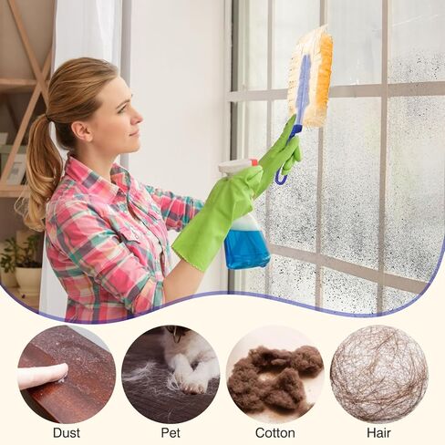 30 تعبئة Duster Count ، رأس فرشاة إزالة فرشاة الغبار المتاحين المتاحين متوافق مع عبوات Duster Swiffer للاصطدامات الأثاث الأثاث الأثاث الغبار ، مع مقبض واحد قصير (30) in Kuwait