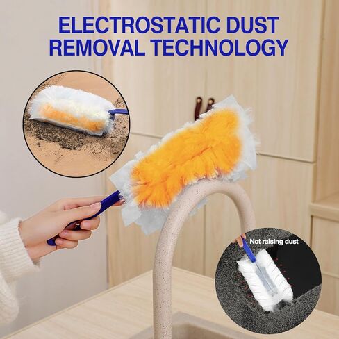 30 تعبئة Duster Count ، رأس فرشاة إزالة فرشاة الغبار المتاحين المتاحين متوافق مع عبوات Duster Swiffer للاصطدامات الأثاث الأثاث الأثاث الغبار ، مع مقبض واحد قصير (30) in Kuwait