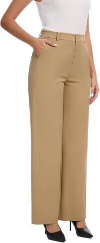Women's High Waisted Wide Leg Dress Pants Business Casual Work Trousers with Pockets for Office Casual Wear in Saudi Arabia