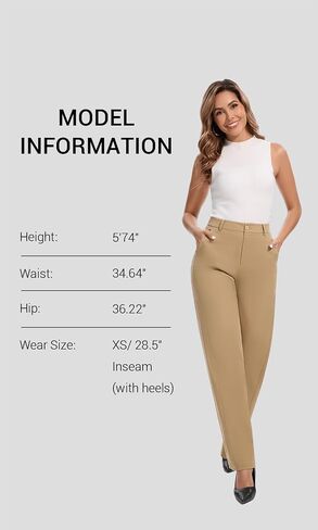 Women's High Waisted Wide Leg Dress Pants Business Casual Work Trousers with Pockets for Office Casual Wear in Saudi Arabia