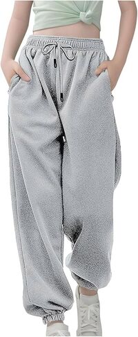 Girls Sweatpants Fall Fashion Back to School Clothes Youth Cute Preppy Baggy High Waisted Cinch Bottom Jogger Pants in Saudi Arabia