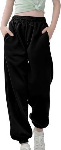 Girls Sweatpants Fall Fashion Back to School Clothes Youth Cute Preppy Baggy High Waisted Cinch Bottom Jogger Pants in Saudi Arabia