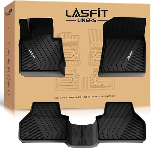 Lasfit Trunk Mat لـ BMW X5 2026 2025 2024 2023 2022 2021 2020 2019 ، جميع حصيرة Cargo TPE مخصصة لبطانة الجذع الأمامية والخلفية ، الأسود in Kuwait
