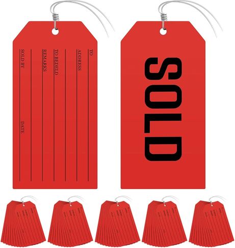 Sold Tags,100 PCS Sale Sold Tag with Pre-Attach Wire,Red Kraft Paper Service Tags for Retail Store Hang on Furniture in Saudi Arabia