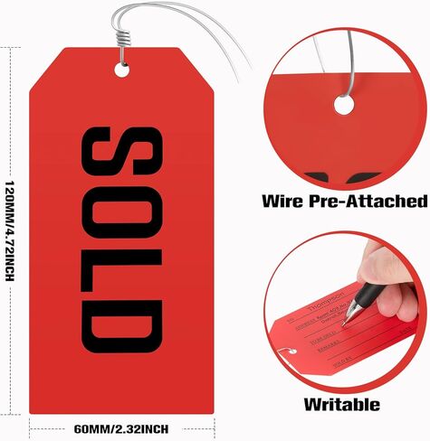 Sold Tags,100 PCS Sale Sold Tag with Pre-Attach Wire,Red Kraft Paper Service Tags for Retail Store Hang on Furniture in Saudi Arabia