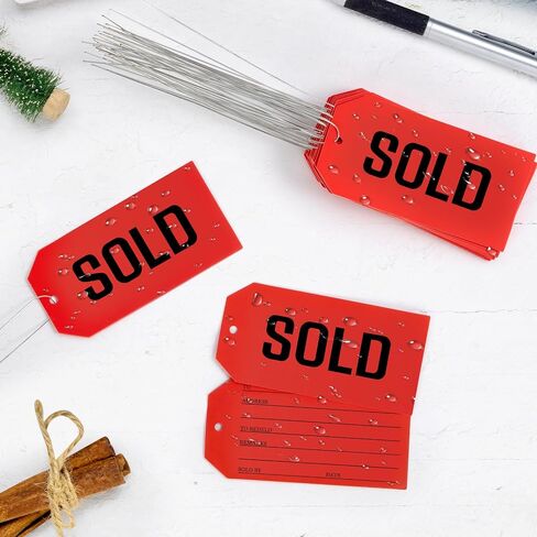 Sold Tags,100 PCS Sale Sold Tag with Pre-Attach Wire,Red Kraft Paper Service Tags for Retail Store Hang on Furniture in Saudi Arabia