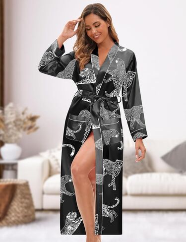 Satin Robe for Women Long Bride Robes for Bridal Party Full Length Lightweight Bathrobe Bridesmaid Robe with Pockets in Saudi Arabia