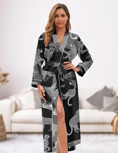 Satin Robe for Women Long Bride Robes for Bridal Party Full Length Lightweight Bathrobe Bridesmaid Robe with Pockets in Saudi Arabia