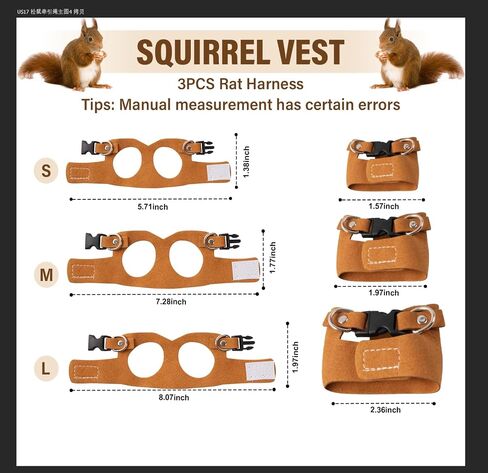 3Pcs Rat Harness and Leash, Small Animal Training Walking Vest Leash Adjustable Traction Rope Strap for Squirrel Gerbil Chinchilla Rat (Black) in Saudi Arabia