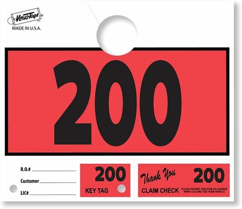 Versa-Tags 100 Car Dealer Service Hang Tags Service Dispatch Numbers, Repair Department Numbered Key Tags for Mechanic Body Shop in Saudi Arabia