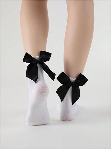 SHENHE Women's Kawaii Bow Socks Ruffle Frilly Above Ankle Socks Cute Holiday Socks in Saudi Arabia