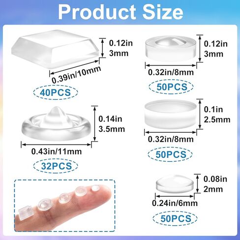 222pcs نتوءات نتوء لضعف ملصقات وأشكال ملموسة ذات أحجام ومختلطة ، ونقاط اللمسة ذاتية اللمسات للمسمة العمياء المنخفضة- واضحة- واضحة in Kuwait