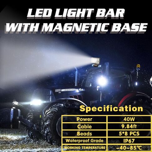 شريط مصباح LED المغناطيسي ، بقعة مصباح LED 24 واط مع تركيب قاعدة مغناطيسية ، مسيرات مسيرات مغناطيسية قوية محمولة لـ Jeep Ofrroad Trucks Trucks Lamp Lamp Lights in Kuwait