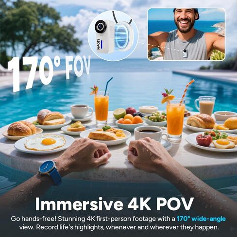 SJCAM C110+ 4K Mini Body Camera with 6-Axis Gyro Stabilizer,170° Wide Angle Magnetic POV Wearable Action Cam, 30M Waterproof, 64GB Card, Hands-Free Recording for Helmet, Motorcycle & Vlogging in Saudi Arabia