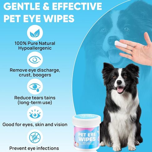 Dog Eye Wipes, 2 Pack Pet Eye Wipes for Dogs & Cats Tear Stain Remover Wipes, Hypoallergenic Soothing Cleansing Pet Wipes (130pcs x2) in Saudi Arabia