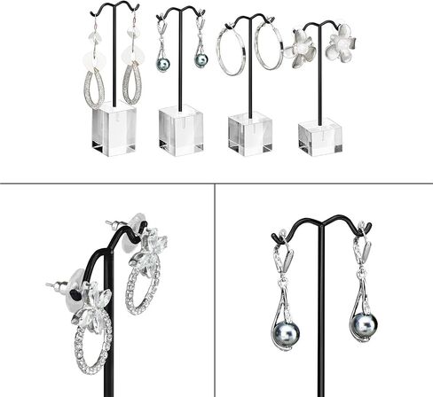 MOOCA 10 Pcs Jewelry Display Set, T-Bar Bracelet Stand, Earring Organizer, Ring Holder Stand for Showcase and Store, Premium Black Faux Leather in Saudi Arabia