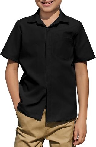 Arshiner Boys Short Sleeve Dress Dress Button Told Button أسفل القمصان الصيفية القميص الرسمي الرسمي مع الجيب in Saudi Arabia