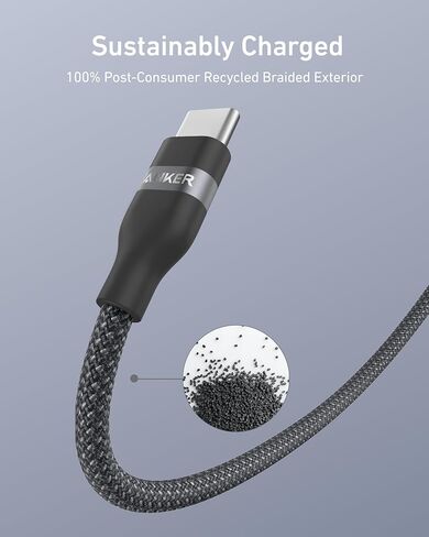 Anker Car Carplay Cable for iPhone 16 15 Pro Max Plus, Upcycled Braided USB A to USB C Car Charger Cord for Samsung Note20 and More (3FT, Black) in Kuwait