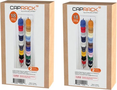 منحنى مثالي قبعة منظم Caprack | رف قبعة فوق الباب والمنظم | رف قبعة البيسبول | رف القبعة للباب | كاب منظم | 2 الأشرطة | يحمل 18 إلى 36 قبعات قابلة للتعديل | الأسود in Kuwait