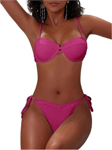 SweatyRocks Women's Two Piece Bikini Set Gingham Plaid Push Up Swimsuit String Cheeky Bathing Suit in Saudi Arabia