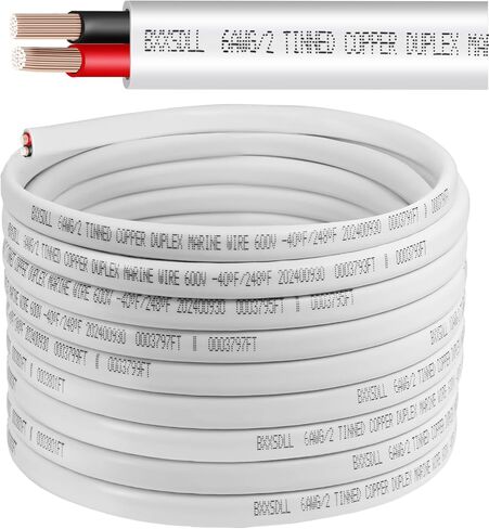 4 6 8 10 Gauge Duplex Marine Wire Tinned Copper Electrical Cable Waterproof OFC Oxygen Free Copper Wire Red & Black Electrical Cable for Boat, RV, Camper, Trailer, Solar Outdoors in Kuwait