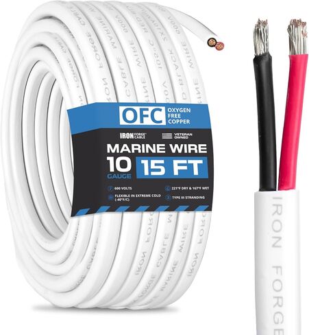 Iron Forge Cable Sarine - سلك نحاسي معلق - سلك لأسلاك القوارب ، و AWG Duplex Marine Grade Outdoor Wiring for Boat ، و Dock ، و RV ، و Solar ، و Automotive in Saudi Arabia