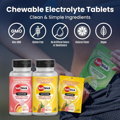 Saltstick Electrolete Fastchews - 120 Lemon Lime Lime Cleptes - أقراص الملح للركض والترطيب ، مضغ المنحل بالكهرباء - 120 COUNT in Saudi Arabia