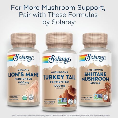 SOLARAY Fermented Cordyceps Mushroom 1000 mg - Healthy Energy Support - Fermented for Enhanced Absorption - Vegan, Non-GMO, Lab Verified - 30 Servings, 60 VegCaps in Saudi Arabia