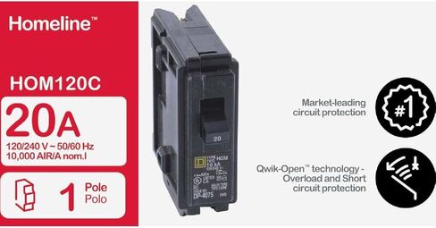 Square D HomeLine 20 amps Plug In Single Pole Circuit Breaker in Saudi Arabia