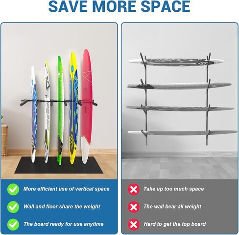 رف لوح التزلج العمودي للجدار ، جدار التزلج على الجدار مع سلك بنجي وحصيرة مطاطية ، 4/6 أذرع معدنية مرآب للتصفح جدار للركوب الأمواج ، لوحة مجداف SUP ، لوح التزلج على الجليد in Kuwait