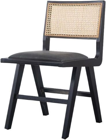 Office Chair Scandinavian Rattan Dining Chair Household Retro B&B Leisure Chair Wabi-sabi Wind Backrest Chair Home Office Desk Chairs in Saudi Arabia