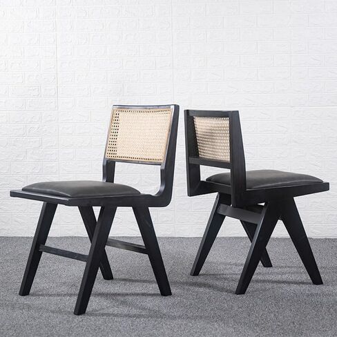Office Chair Scandinavian Rattan Dining Chair Household Retro B&B Leisure Chair Wabi-sabi Wind Backrest Chair Home Office Desk Chairs in Saudi Arabia