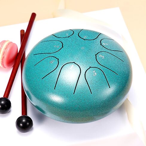 Steel Tongue Drum 6 Inch 8 Notes, Rain Drum with Music Book and Handpan Mallets for Musical Education Entertainment Zen Meditation Yoga Gifts (Malachite) in Kuwait