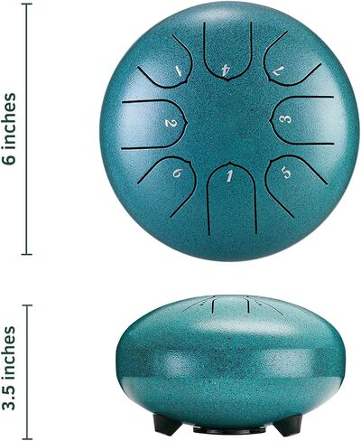 Steel Tongue Drum 6 Inch 8 Notes, Rain Drum with Music Book and Handpan Mallets for Musical Education Entertainment Zen Meditation Yoga Gifts (Malachite) in Kuwait