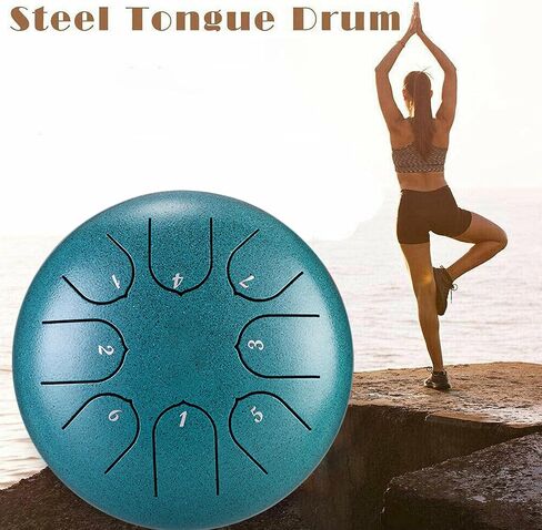 Steel Tongue Drum 6 Inch 8 Notes, Rain Drum with Music Book and Handpan Mallets for Musical Education Entertainment Zen Meditation Yoga Gifts (Malachite) in Kuwait